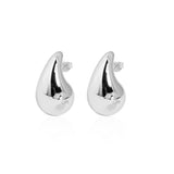 Casual Middle Drop Water S999 Sterling Silver Stud Earrings