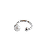 Fashion Round Shell Pearl 925 Sterling Silver Non-Pierced Earring(Single)