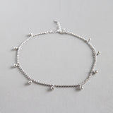 Fashion Dangle Beads Chain 925 Sterling Silver Anklet