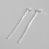 Elegant Flat Beads 925 Sterling Silver Dangling Earrings