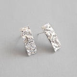 Fashion Irregular Tinfoil Paper Rectangle 925 Sterling Silver Stud Earrings