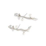 Elegant Irregular Branch Shell Pearls 925 Sterling Silver Stud Earrings