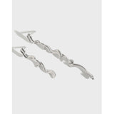 Asymmetry S Shape Twisted 925 Sterling Silver Dangling Earrings