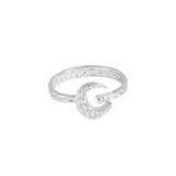 Casual Crescent Moon 925 Sterling Silver Adjustable Ring