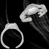 Casual Oval Created Cat's Eye Irregular 925 Sterling Silver Adjustable Ring