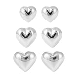 Cute Mini 3D 925 Sterling Silver Simple Love Heart Stud Earrings