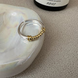 Casual Yellow Gold Twisted 925 Sterling Silver Adjustable Ring