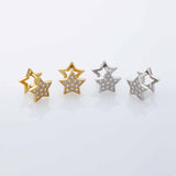 Classic Shining CZ Star 925 Sterling Silver Leverback Stud Earrings