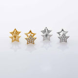 Classic Shining CZ Star 925 Sterling Silver Leverback Stud Earrings