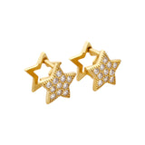 Classic Shining CZ Star 925 Sterling Silver Leverback Stud Earrings