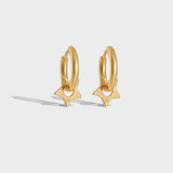 Fashion Strips Pattern Star 925 Sterling Silver Hoop Earrings