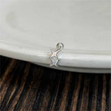 Casual Double Four Pointed Star 925 Sterling Silver Stacker Stud Earrings