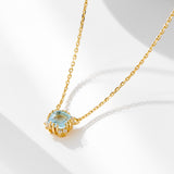 Classic Radiant Blue Natural Topaz 925 Sterling Silver Necklace