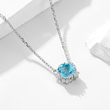 Classic Radiant Blue Natural Topaz 925 Sterling Silver Necklace