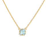 Classic Radiant Blue Natural Topaz 925 Sterling Silver Necklace