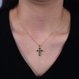 Anniversary Luxury Green Round CZ Cross 925 Sterling Silver Necklace