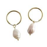 Lily Hoop Pearl Earrings