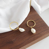 Lily Hoop Pearl Earrings