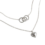 Double Circles Heart Love Necklace