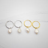 Lily Hoop Pearl Earrings