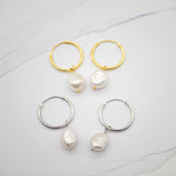 Lily Hoop Pearl Earrings