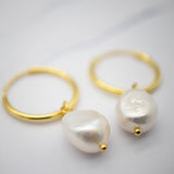 Lily Hoop Pearl Earrings