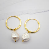 Lily Hoop Pearl Earrings