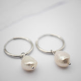 Lily Hoop Pearl Earrings