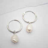 Lily Hoop Pearl Earrings